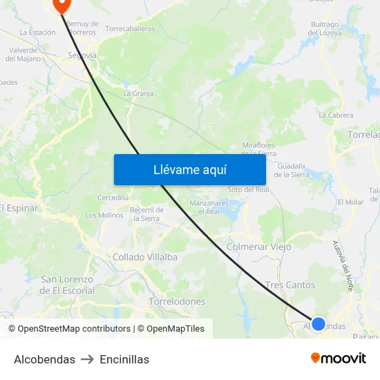 Alcobendas to Encinillas map