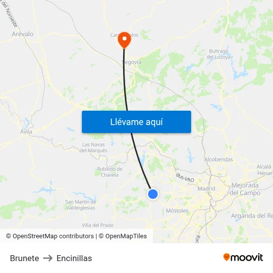 Brunete to Encinillas map