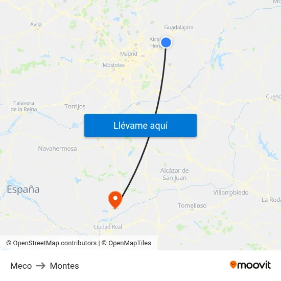 Meco to Montes map