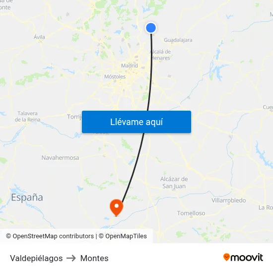 Valdepiélagos to Montes map