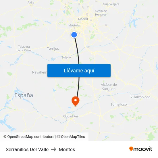 Serranillos Del Valle to Montes map