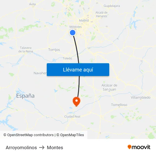 Arroyomolinos to Montes map