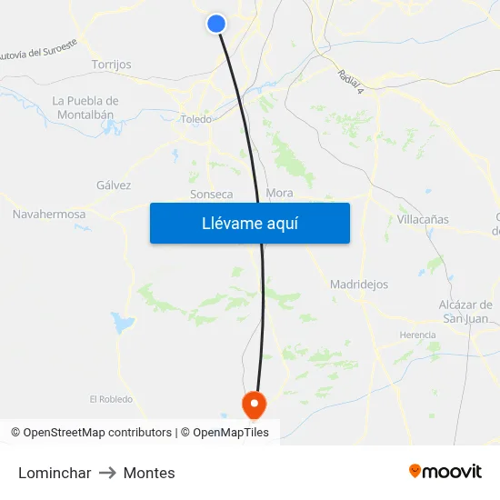 Lominchar to Montes map
