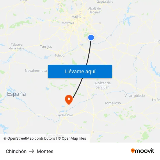 Chinchón to Montes map