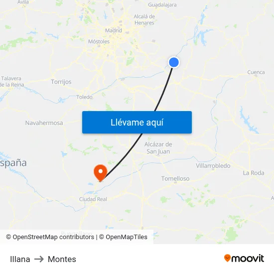 Illana to Montes map