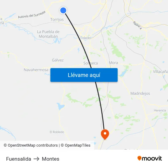 Fuensalida to Montes map