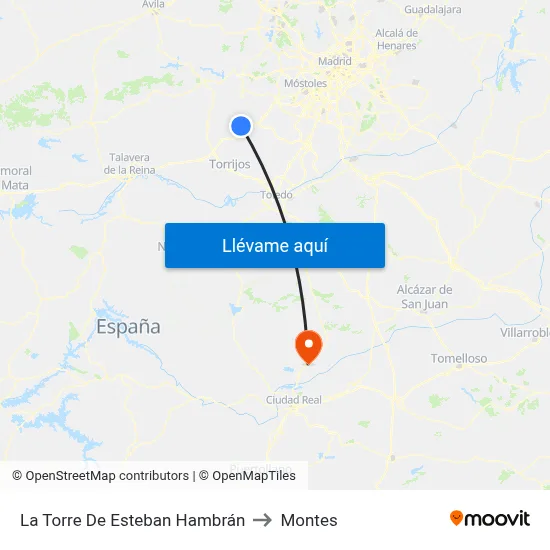 La Torre De Esteban Hambrán to Montes map