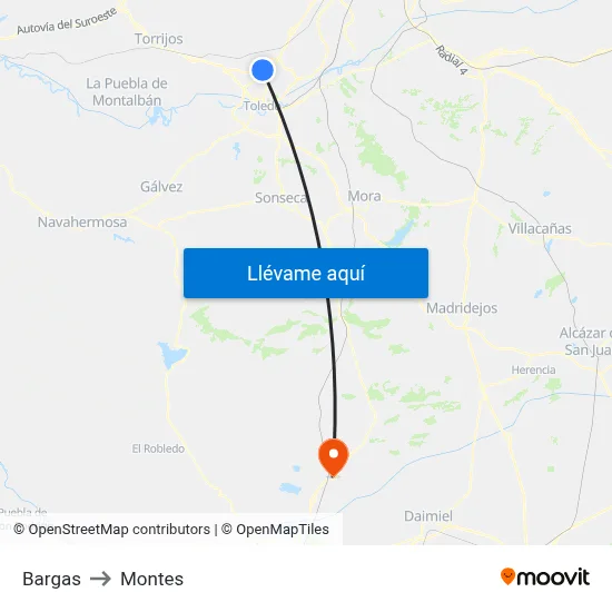 Bargas to Montes map