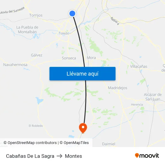 Cabañas De La Sagra to Montes map