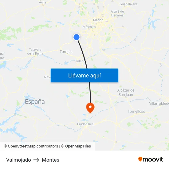 Valmojado to Montes map