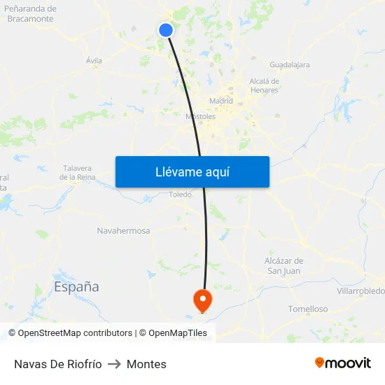 Navas De Riofrío to Montes map