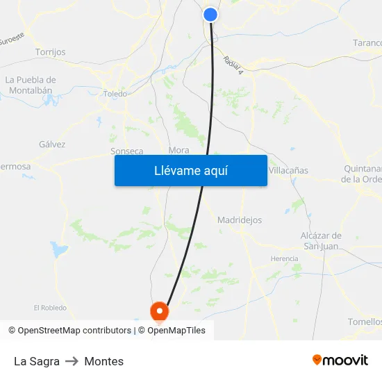 La Sagra to Montes map
