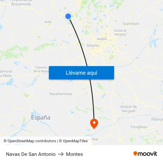 Navas De San Antonio to Montes map
