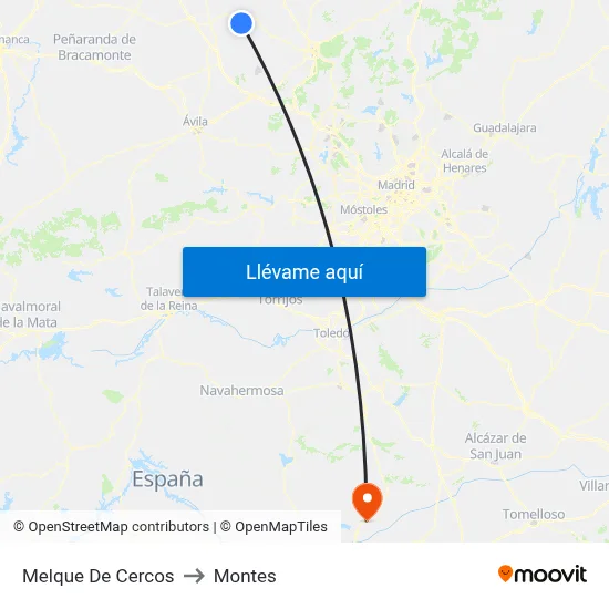 Melque De Cercos to Montes map