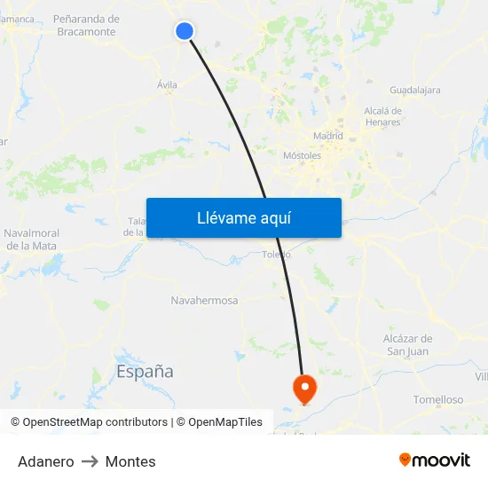 Adanero to Montes map