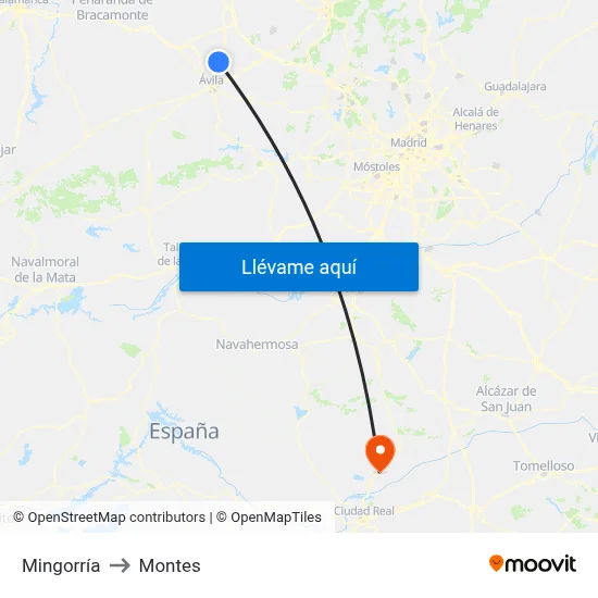 Mingorría to Montes map