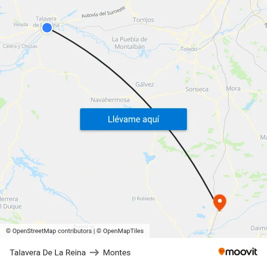 Talavera De La Reina to Montes map