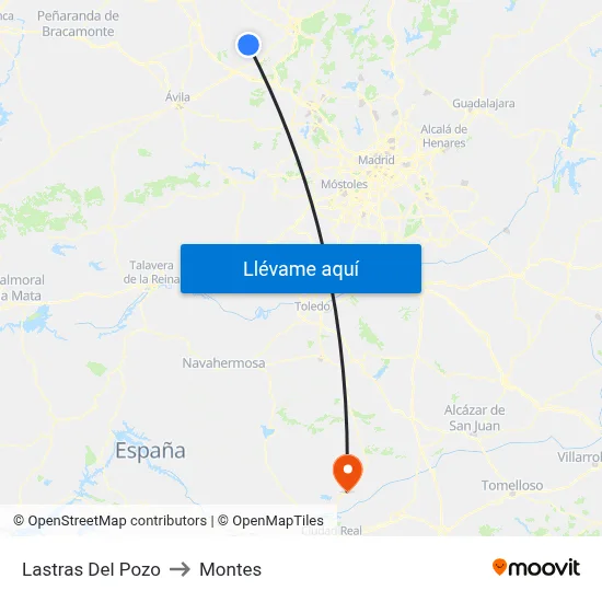 Lastras Del Pozo to Montes map