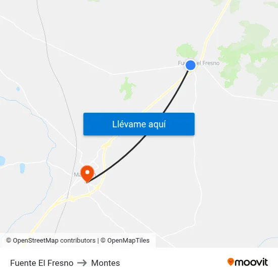 Fuente El Fresno to Montes map
