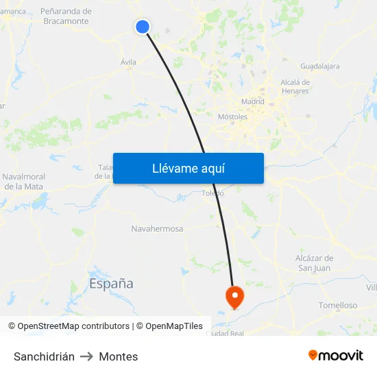 Sanchidrián to Montes map