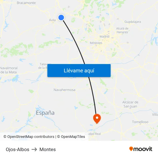 Ojos-Albos to Montes map