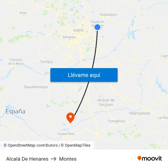 Alcalá De Henares to Montes map