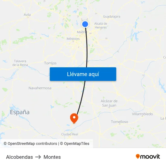 Alcobendas to Montes map