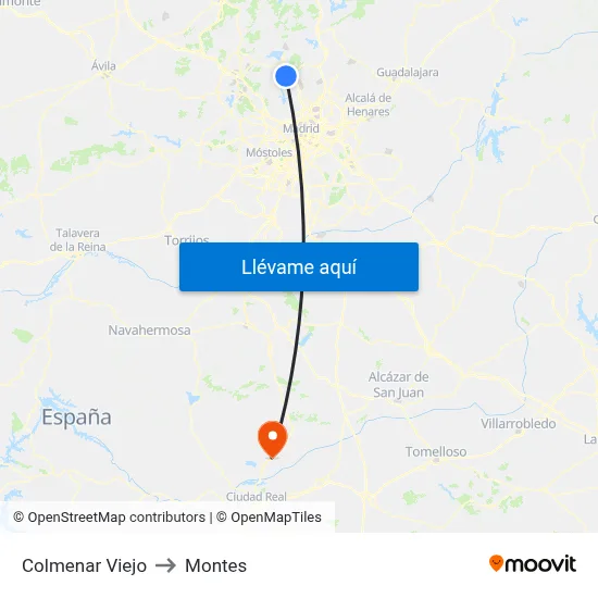 Colmenar Viejo to Montes map