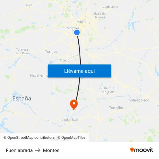 Fuenlabrada to Montes map