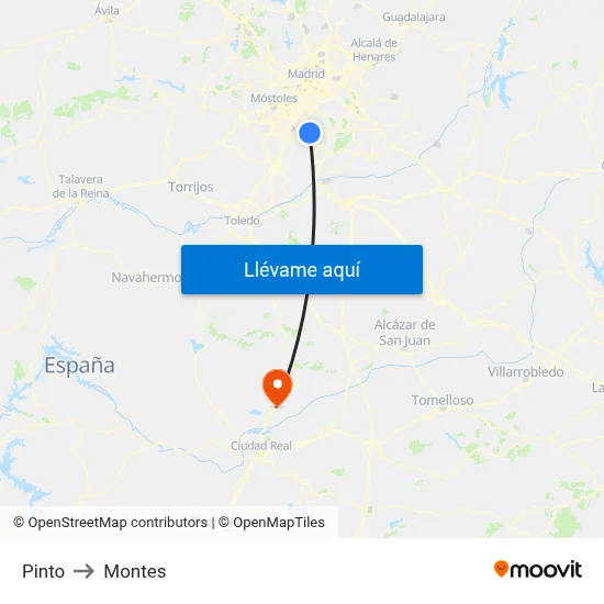 Pinto to Montes map