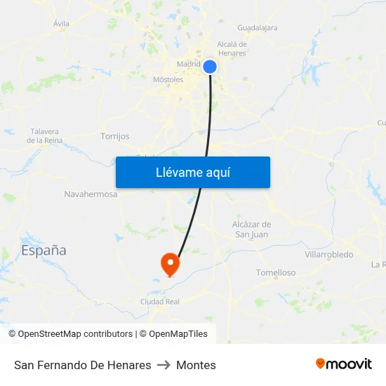 San Fernando De Henares to Montes map