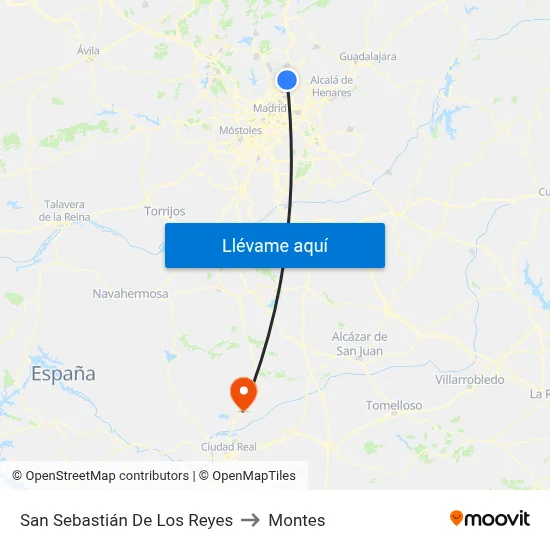 San Sebastián De Los Reyes to Montes map