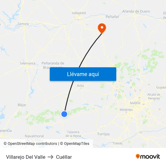 Villarejo Del Valle to Cuéllar map