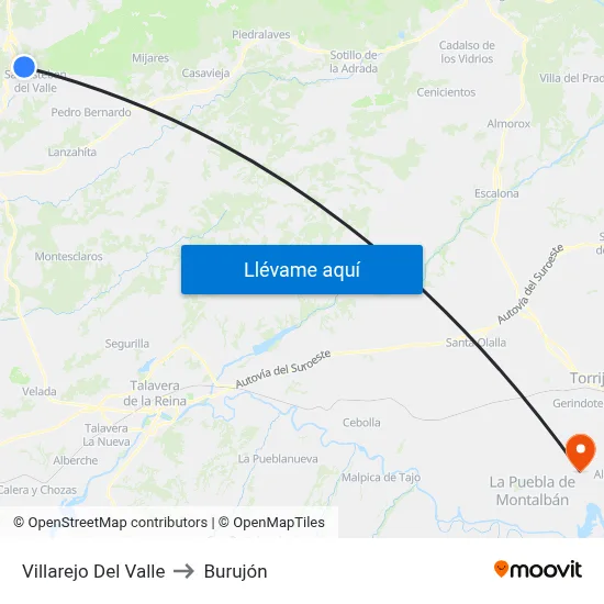 Villarejo Del Valle to Burujón map