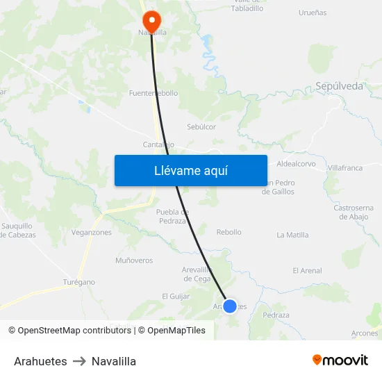 Arahuetes to Navalilla map