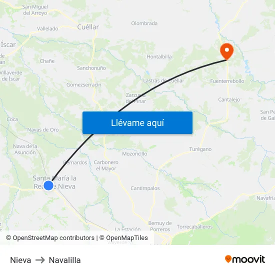 Nieva to Navalilla map