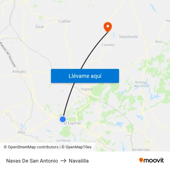 Navas De San Antonio to Navalilla map