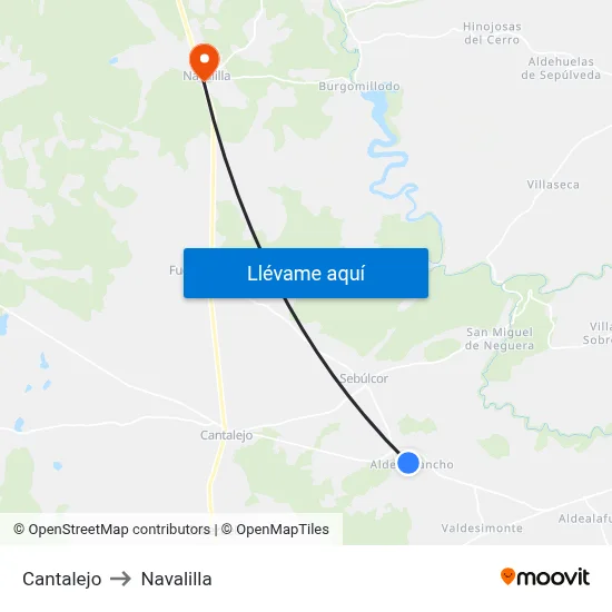Cantalejo to Navalilla map