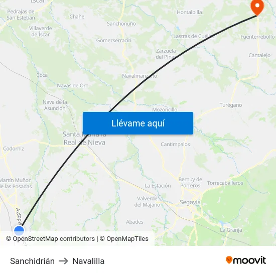 Sanchidrián to Navalilla map