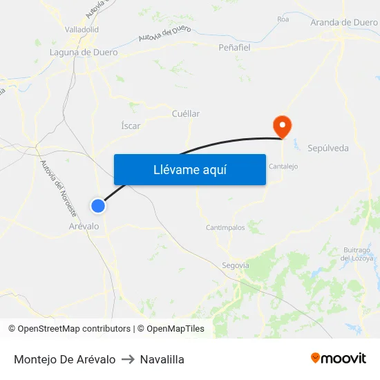Montejo De Arévalo to Navalilla map