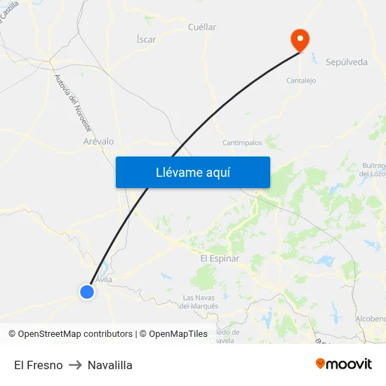 El Fresno to Navalilla map