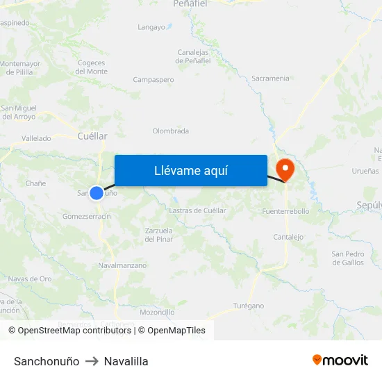 Sanchonuño to Navalilla map