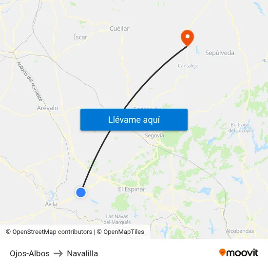 Ojos-Albos to Navalilla map