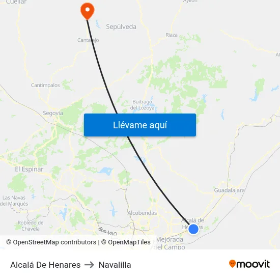 Alcalá De Henares to Navalilla map