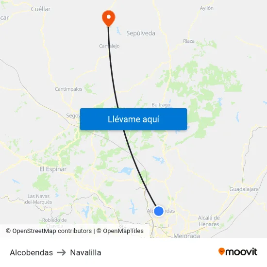 Alcobendas to Navalilla map