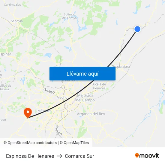 Espinosa De Henares to Comarca Sur map