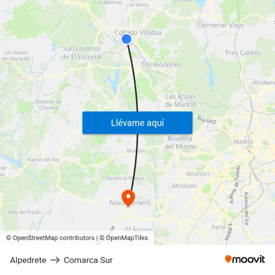 Alpedrete to Comarca Sur map