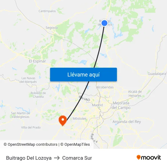 Buitrago Del Lozoya to Comarca Sur map