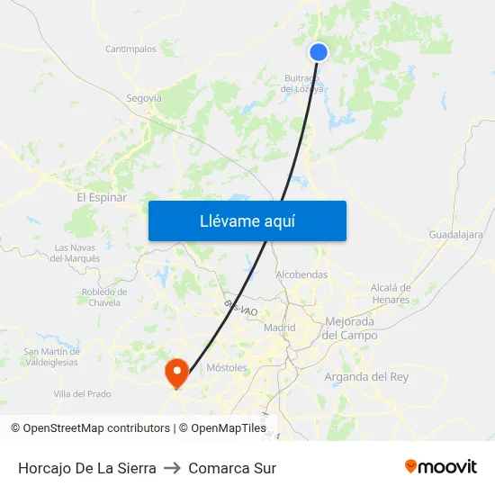 Horcajo De La Sierra to Comarca Sur map