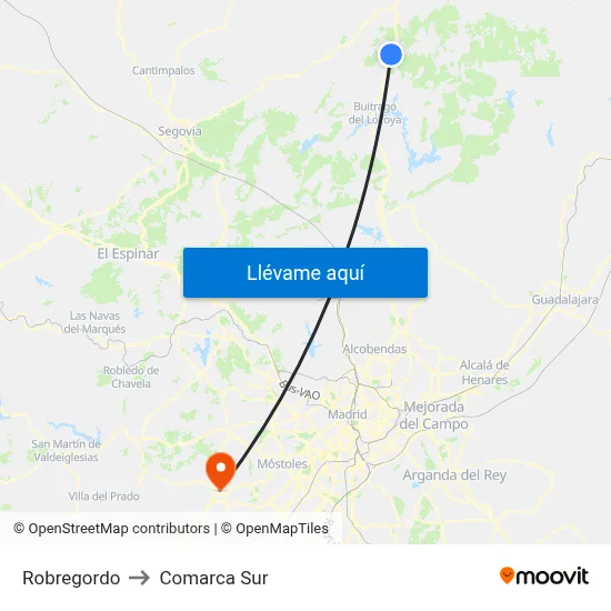 Robregordo to Comarca Sur map
